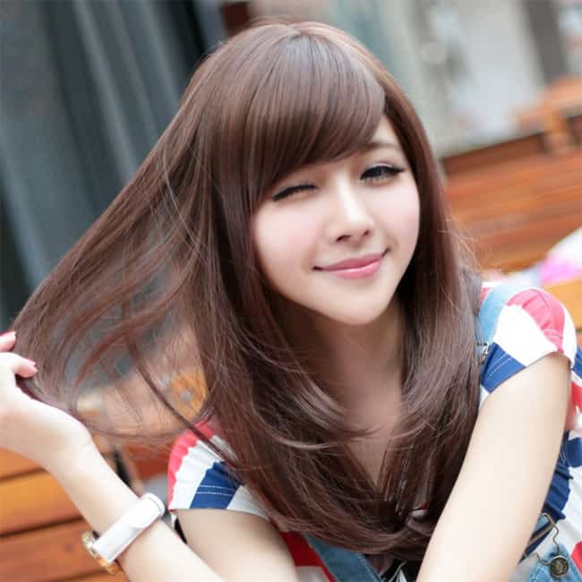 Korean Women Straight Medium Hairstyles Ideas