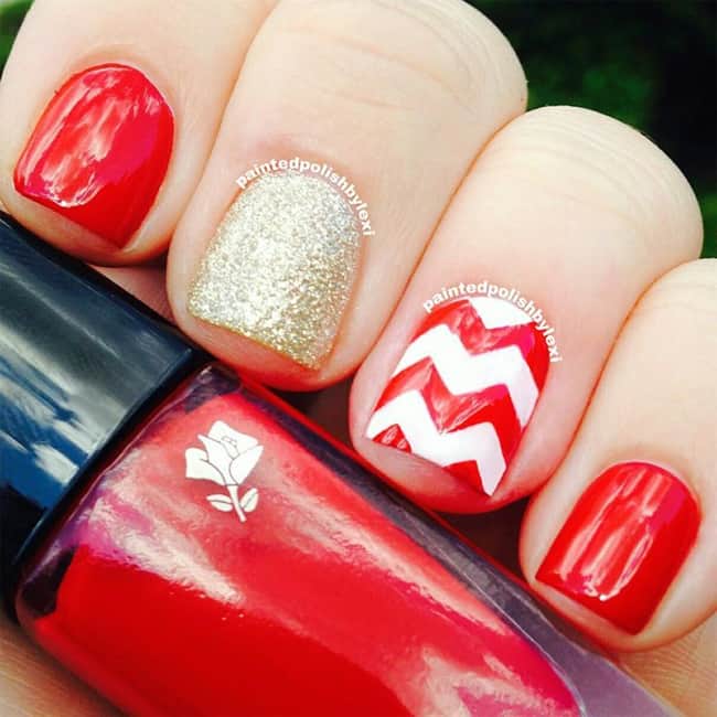 pretty-red-and-white-nails-designs-for-wedding