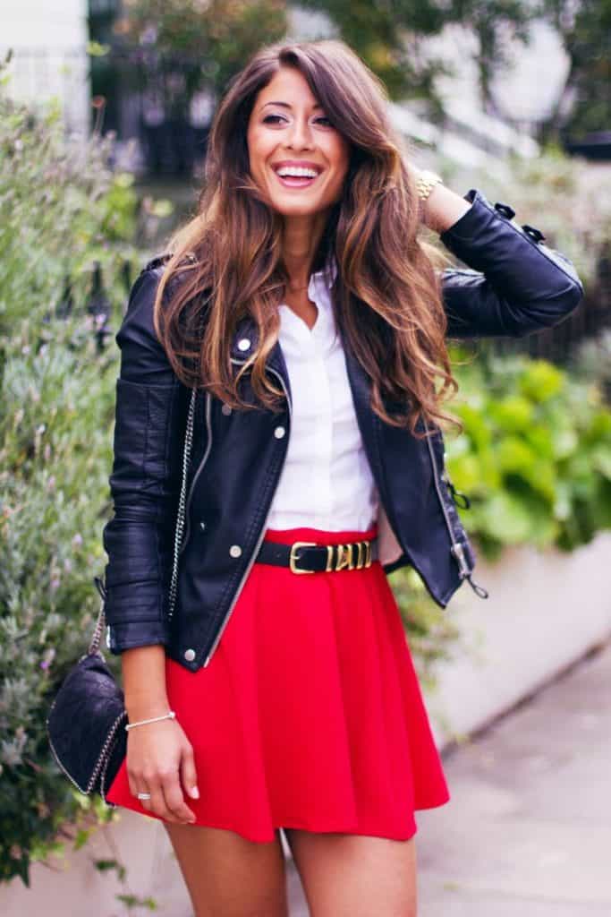 outfit red skirt.