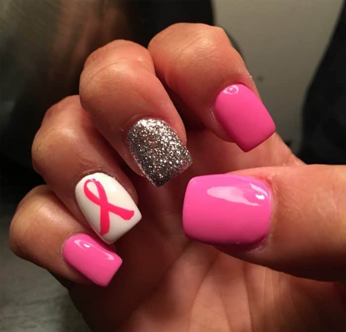 15 Awe-inspiring Breast Cancer Nails Ideas - SheIdeas
