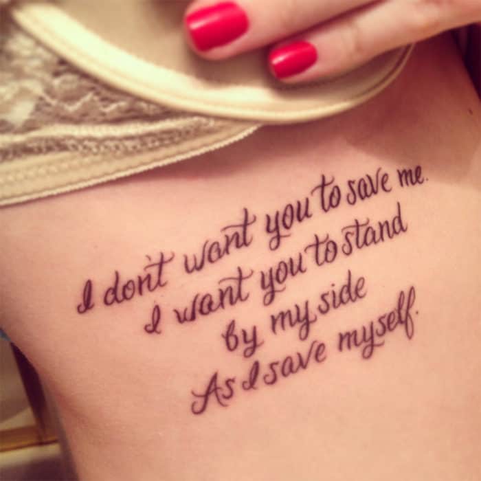 Quote Thigh Tattoos Girls