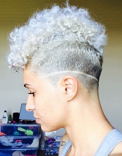 bleached curly mohawk hairstyle with weave for girls