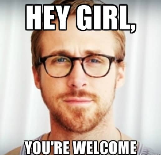 you are welcome meme for girl