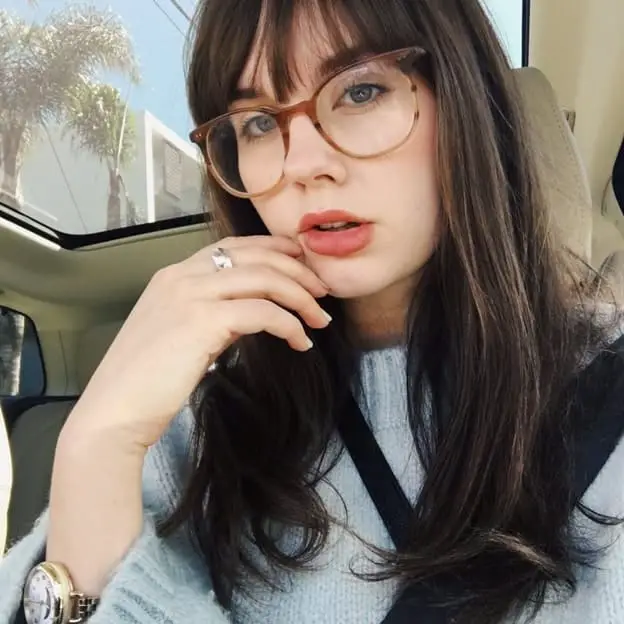 textured bangs with glasses for women