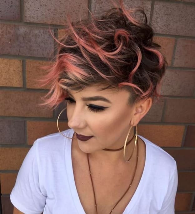 Strawberry Ombre Pixie Cut with Curls