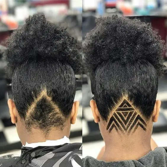 tribal design at the back of the head