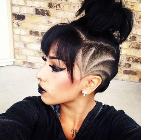 Women's Shaved Side Design with Bangs