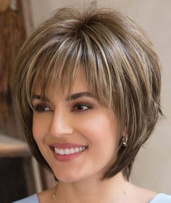 Layered Graduated Bob with Long Bangs for fine haired women