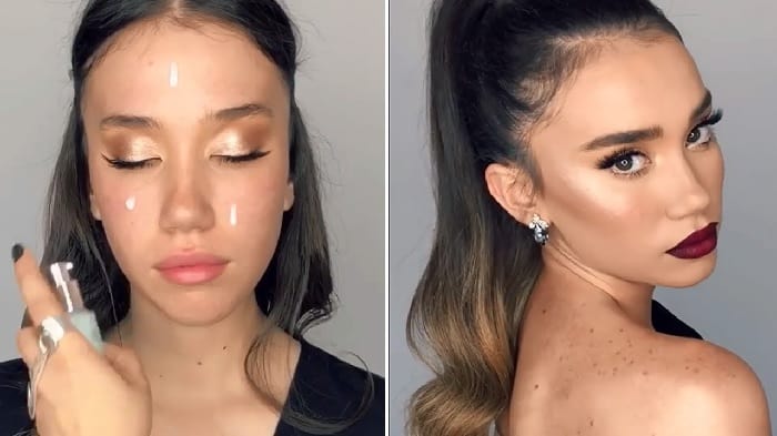 makeup transformation before and after look