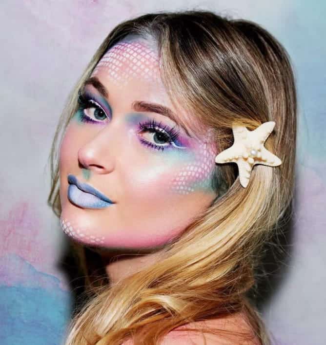 women with sea fairy makeup look
