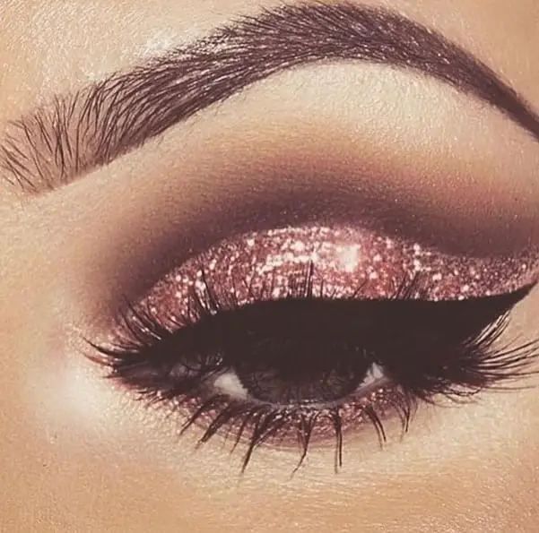  Rose Gold Glitter Eye Makeup
