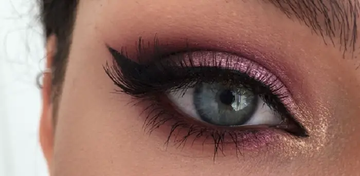 Rose Gold Eye Makeup with Winged Liner