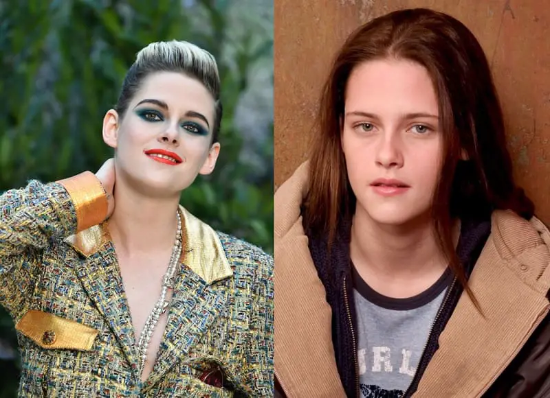  Kristen Stewart with and without makeup look 